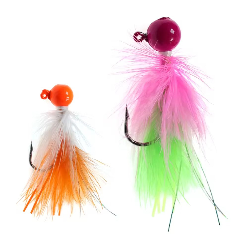 Jig Head Fishing Lure Feather Artificial Fishing Bait