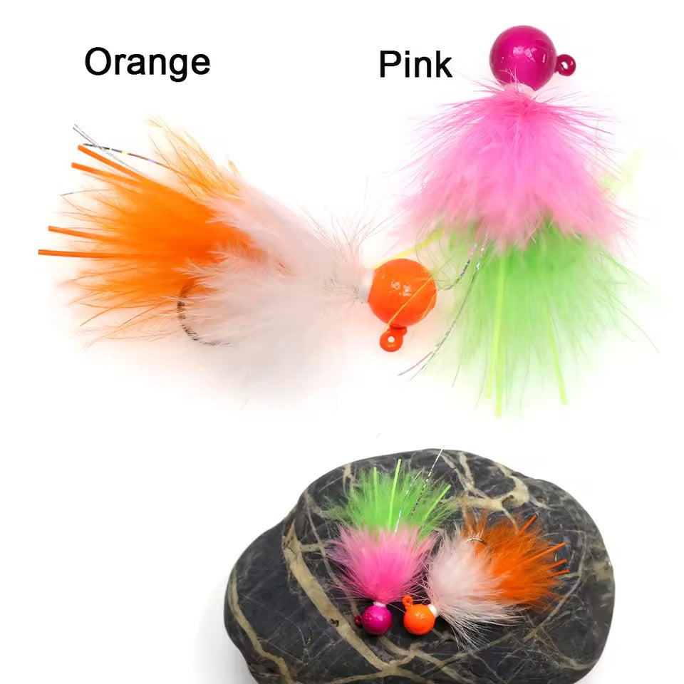 Jig Head Fishing Lure Feather Artificial Fishing Bait