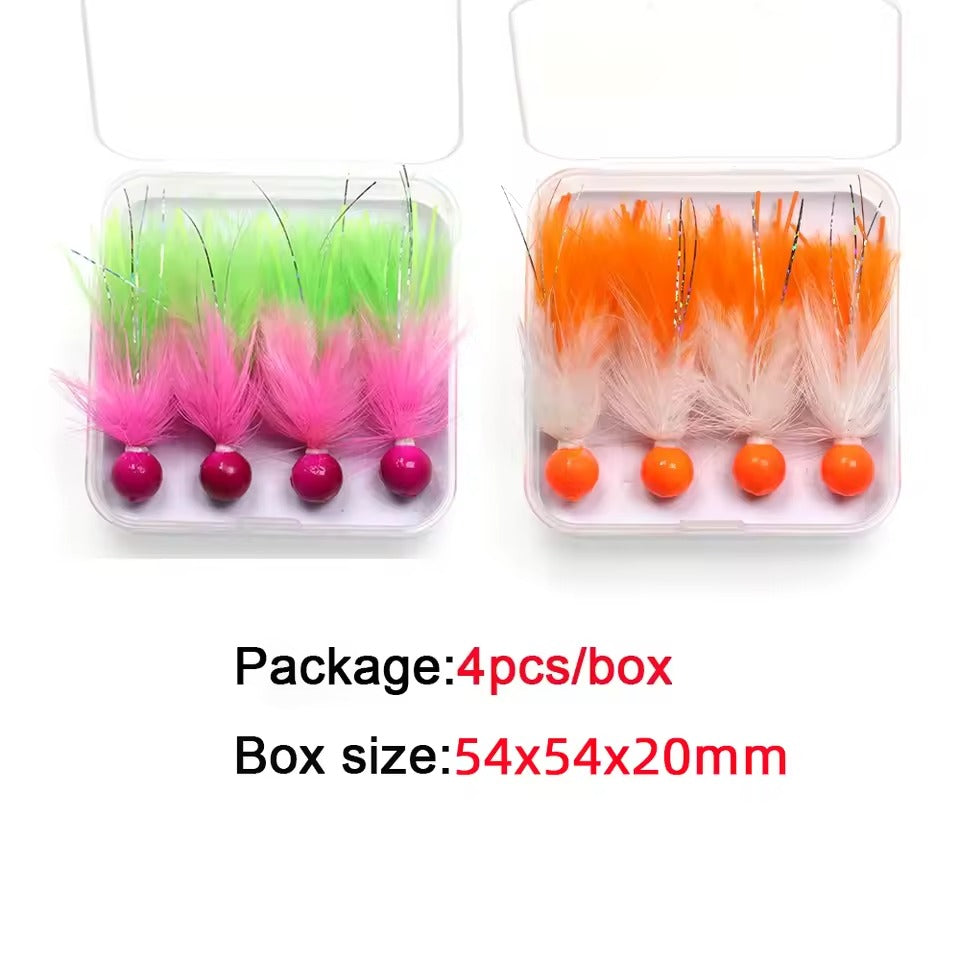 Jig Head Fishing Lure Feather Artificial Fishing Bait