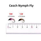 10 #12 # Czech nymph shrimp fly hair leg worm fly trout fish fishing bait olive gray rose