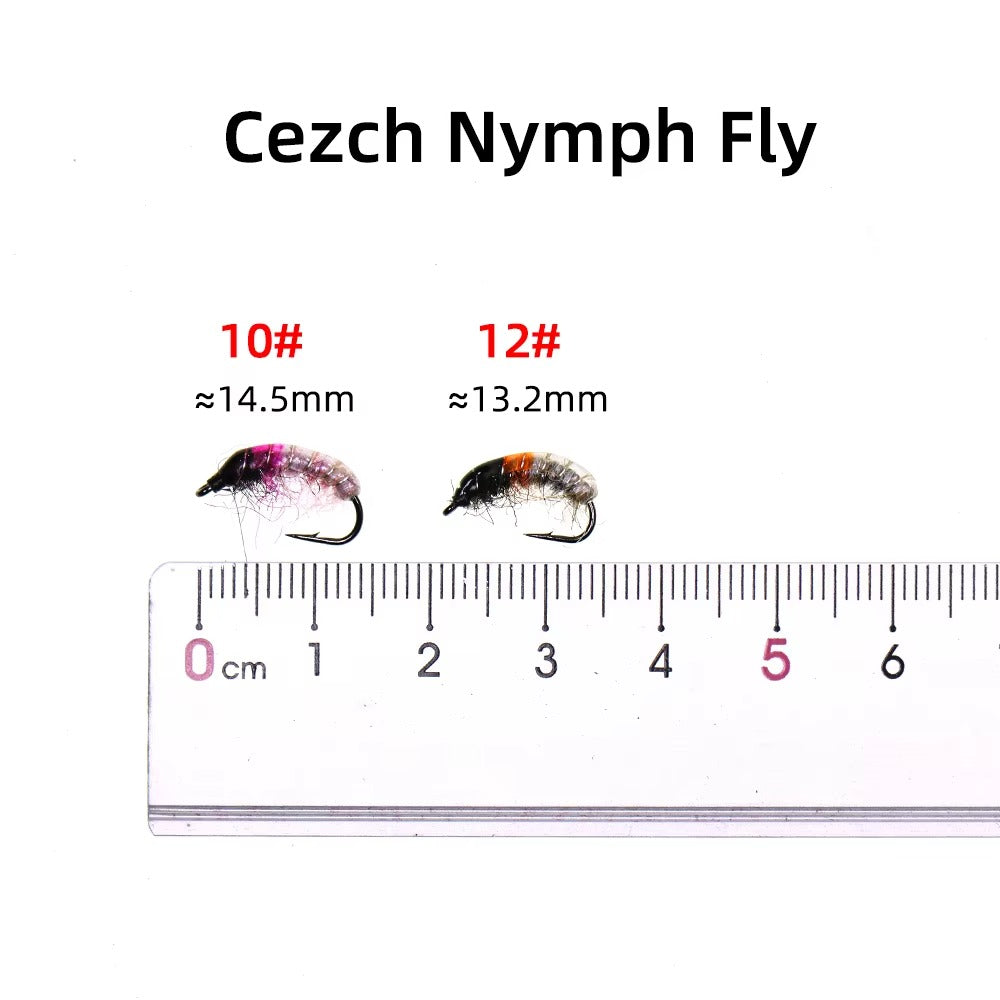 10 #12 # Czech nymph shrimp fly hair leg worm fly trout fish fishing bait olive gray rose