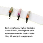 10 #12 # Czech nymph shrimp fly hair leg worm fly trout fish fishing bait olive gray rose