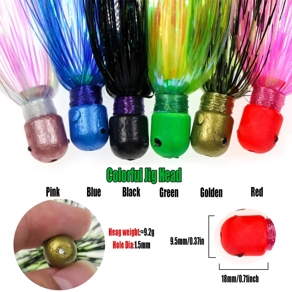 Mylar Flash Teaser Tail Jig Head Fishing Lure Bait bullet Head Flasher Skirt Lure sea Fishing Accessories