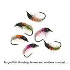 10 #12 # Czech nymph shrimp fly hair leg worm fly trout fish fishing bait olive gray rose