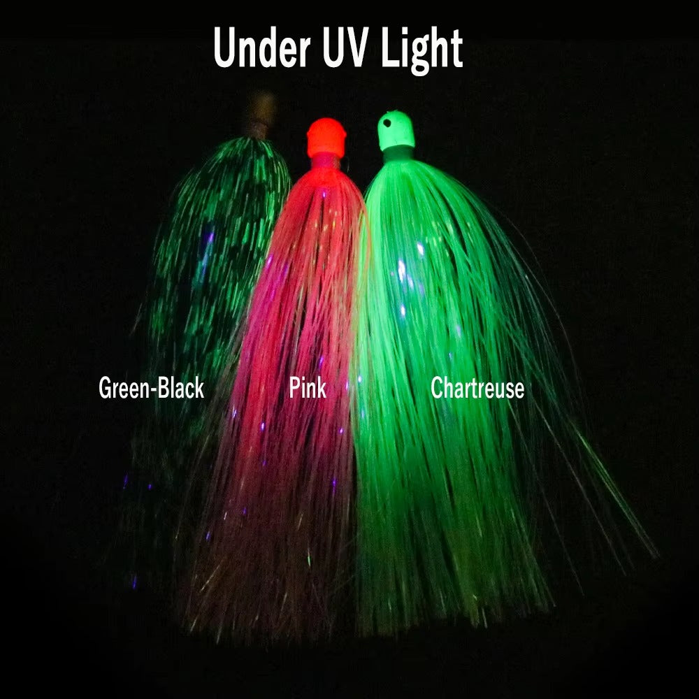 Mylar Flash Teaser Tail Jig Head Fishing Lure Bait bullet Head Flasher Skirt Lure sea Fishing Accessories