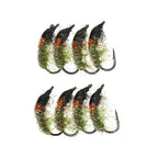 10 #12 # Czech nymph shrimp fly hair leg worm fly trout fish fishing bait olive gray rose