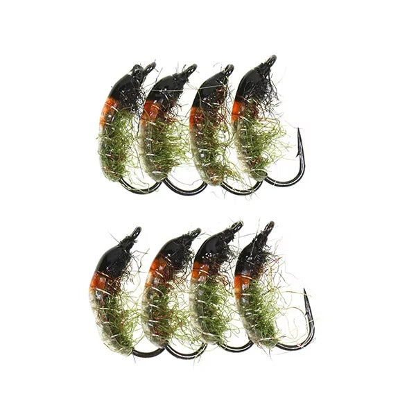 10 #12 # Czech nymph shrimp fly hair leg worm fly trout fish fishing bait olive gray rose