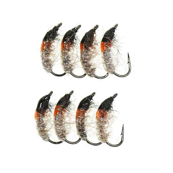 10 #12 # Czech nymph shrimp fly hair leg worm fly trout fish fishing bait olive gray rose