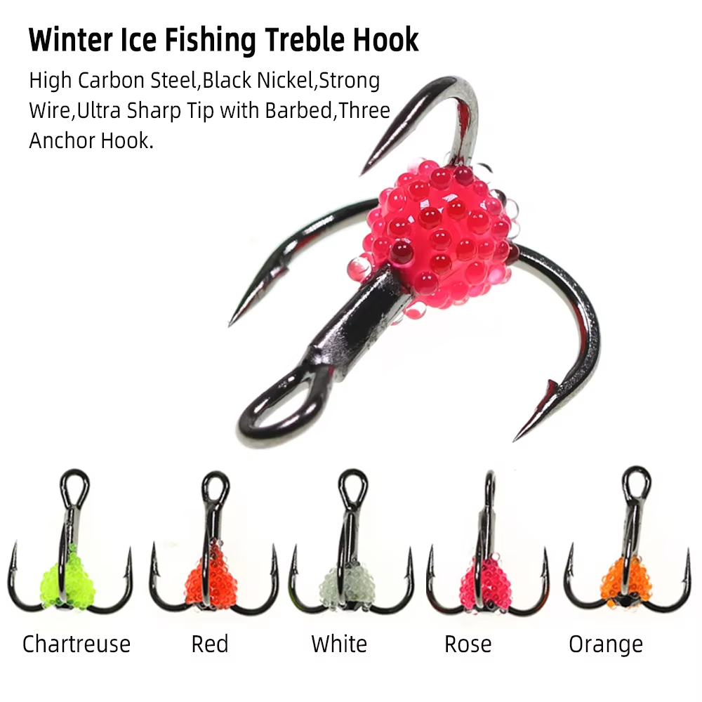 Winter Ice Fishing Treble Hook High Carbon Steel Three-jaw Hook Ice Sinking Bait Freshwater Saltwater Fishing Tackle