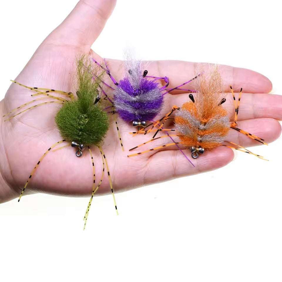 Fly Dumbbell Eyes Artificial Crab Bait Fly Fishing Flies saltwater Fishing Flies Bonefish Permit Striped Bass Fishing Lures