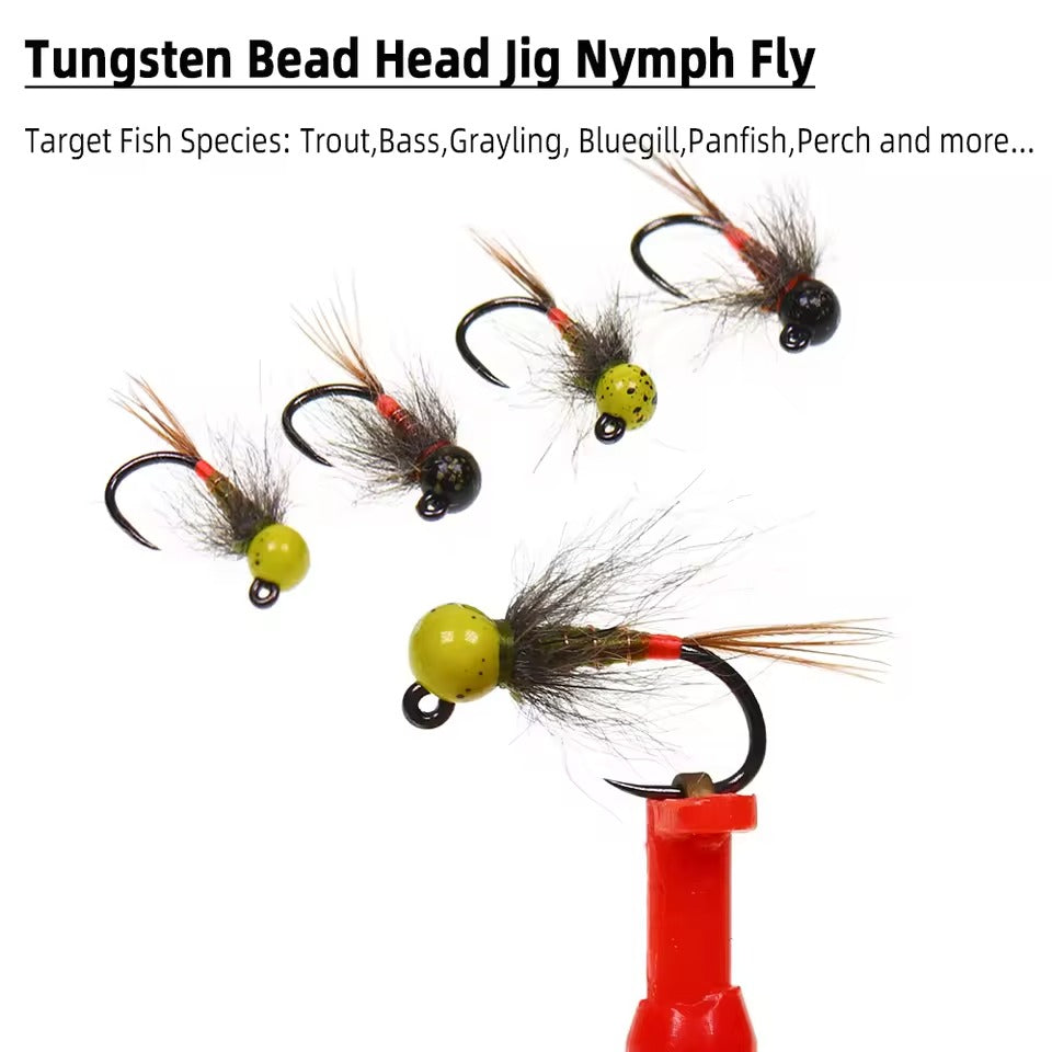 Tungsten Bead Head Jig Nymph Fly Artificial Insect Baits fast Sinking Wet Euro Nymph