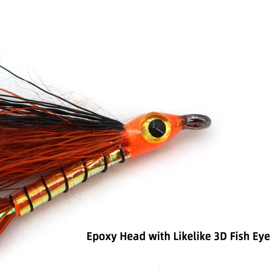 Baitfish-Style Epoxy 3D Eye Bucktail Streamer Hook