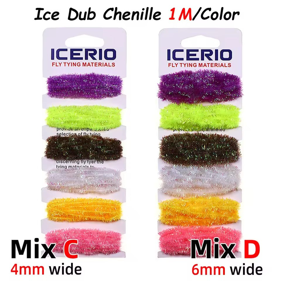 Ice Dub Chenille Cactus Chenille Fly Tying Material 6 Colors
