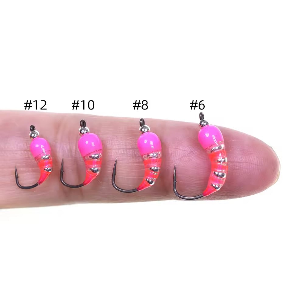 Brass Bead Head Epoxy Nymph Ice Fishing Scud Bug Worm Fly Caddis Larvae Insect Baits