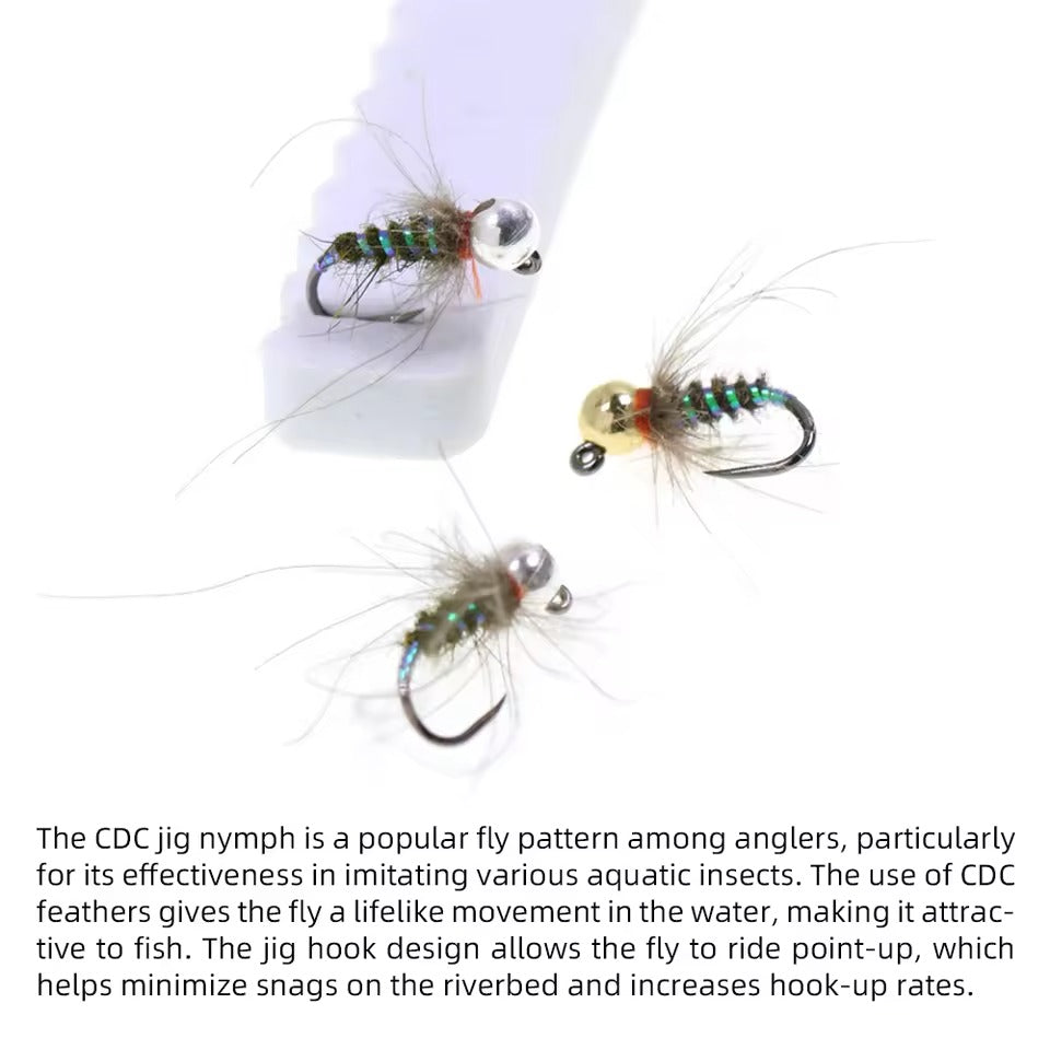 Tungsten Beadhead Cdc Jig Nymph Fly Wet Euro Nymph Barbless Jig Hook
