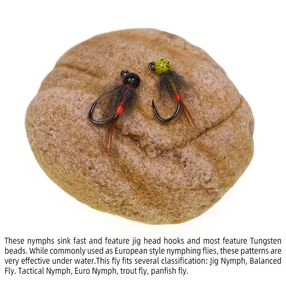 Tungsten Bead Head Jig Nymph Fly Artificial Insect Baits fast Sinking Wet Euro Nymph