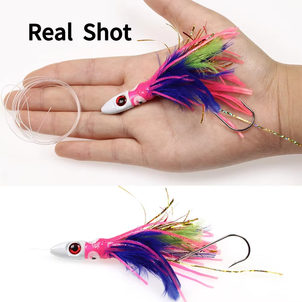 jig head squid skirt feather bait