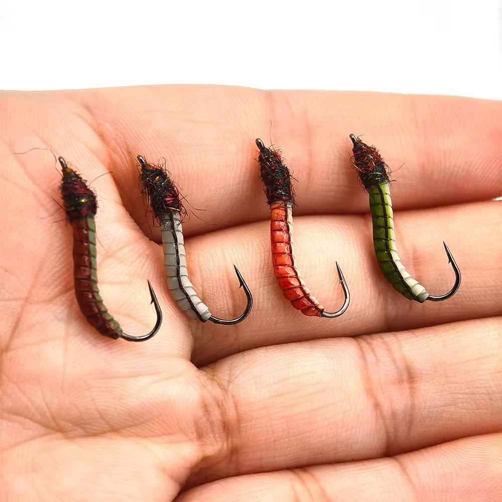 Realistic Latex Worm Fly Latex Body Luminous Artificial Larva Bait
