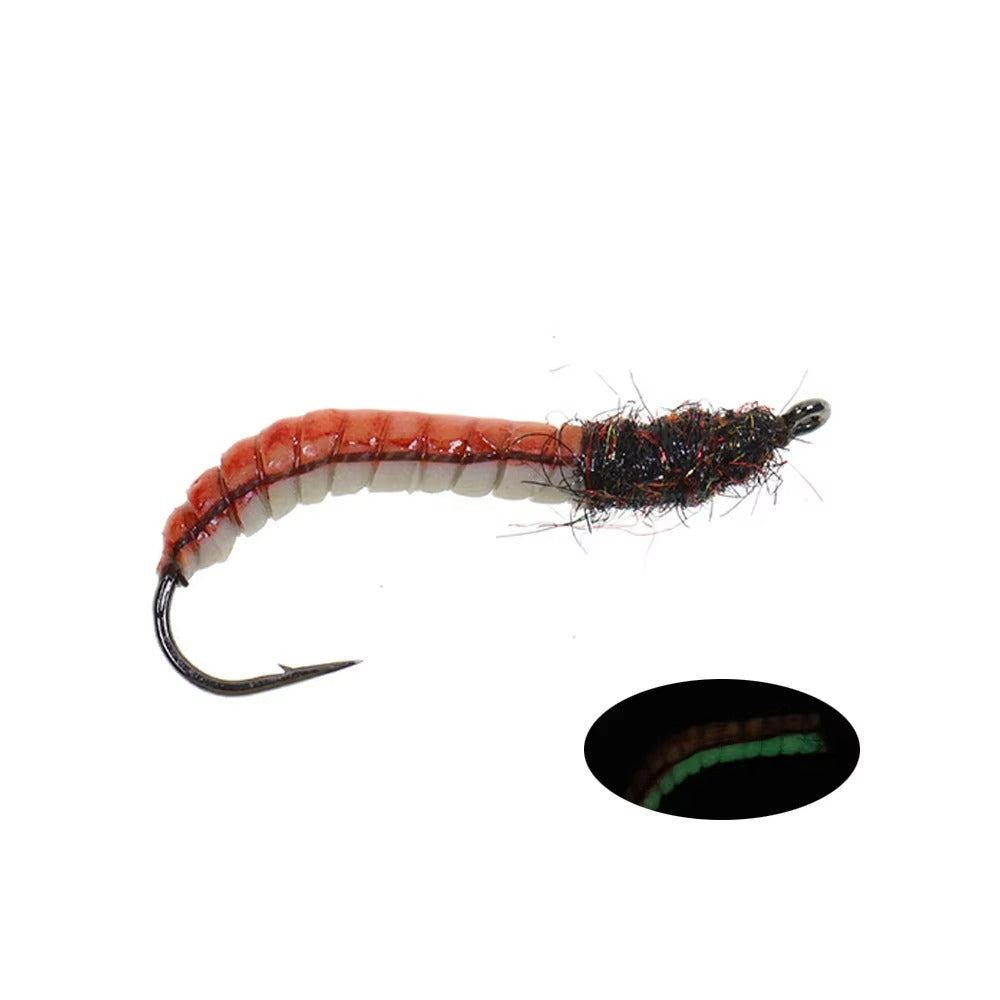 Realistic Latex Worm Fly Latex Body Luminous Artificial Larva Bait