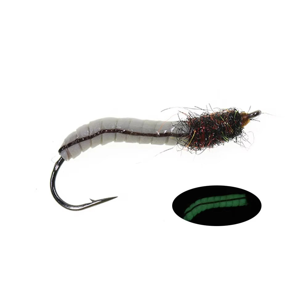 Realistic Latex Worm Fly Latex Body Luminous Artificial Larva Bait