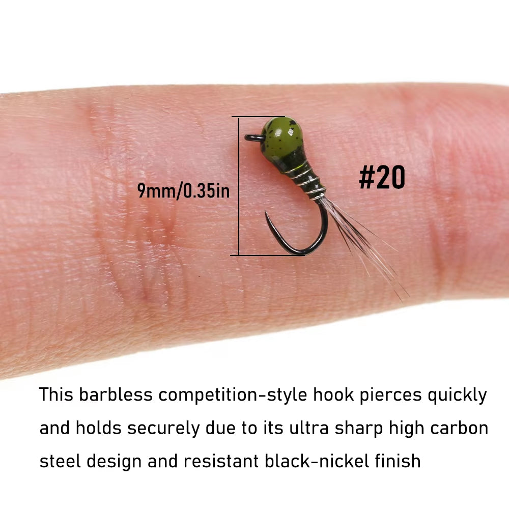 Mottled Offset Tungsten Bead Jig Nymph Fly Barb less Insect Lure Fast Sinking