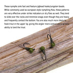 Mottled Offset Tungsten Bead Jig Nymph Fly Barb less Insect Lure Fast Sinking