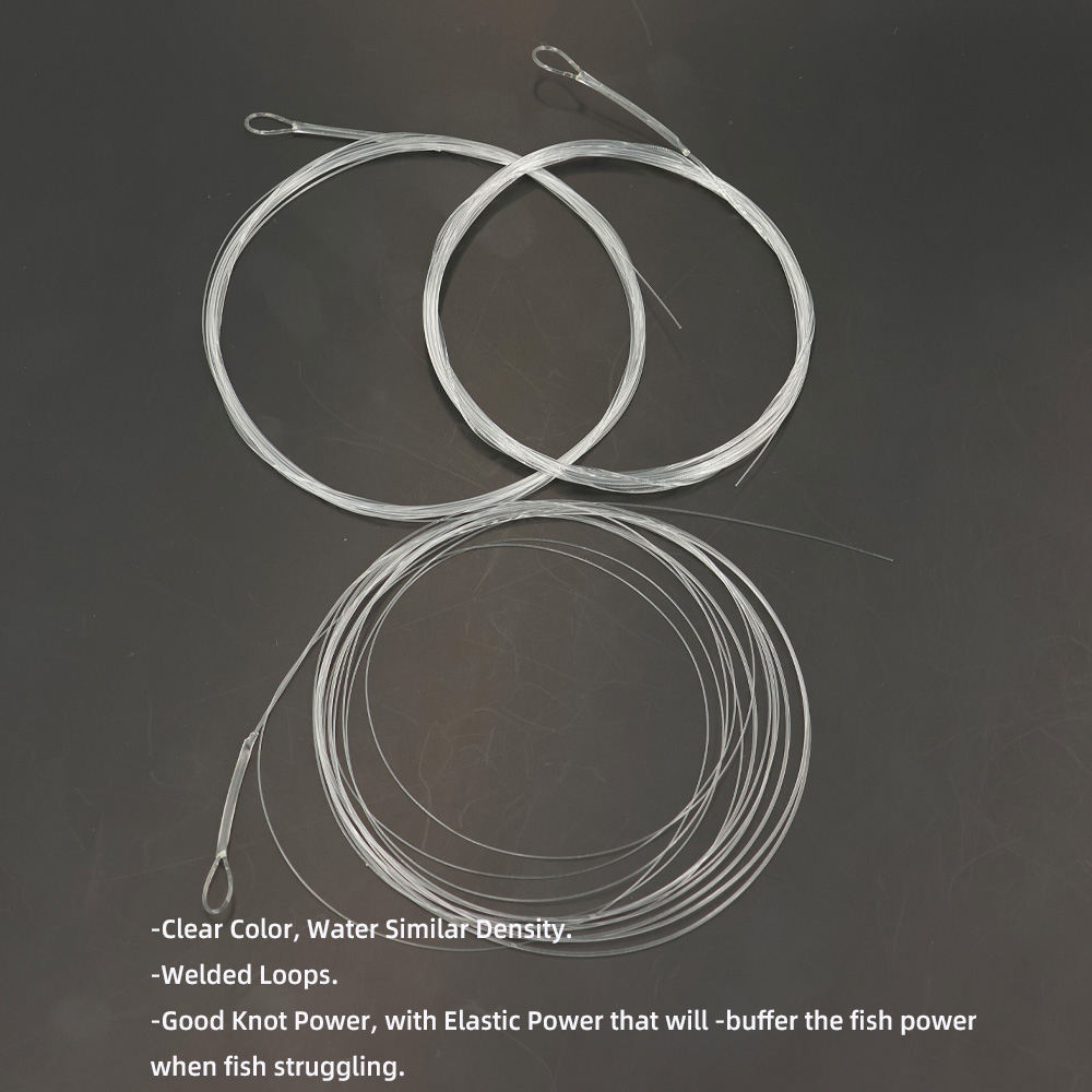 Tapered Leader Fly Fishing Line 9ft 0X-7X Nylon Monofilamet Clear Leader Tippet Welded Loops Knotless Line