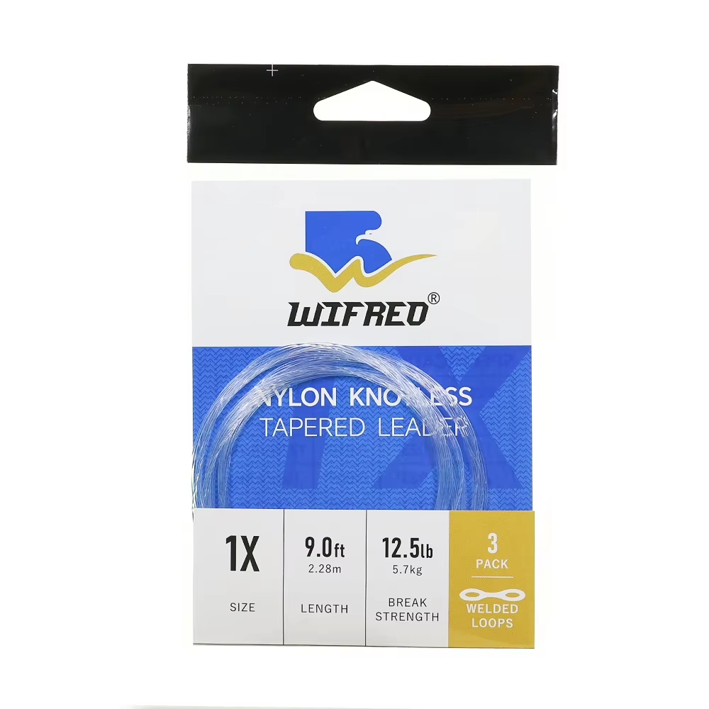 Tapered Leader Fly Fishing Line 9ft 0X-7X Nylon Monofilamet Clear Leader Tippet Welded Loops Knotless Line