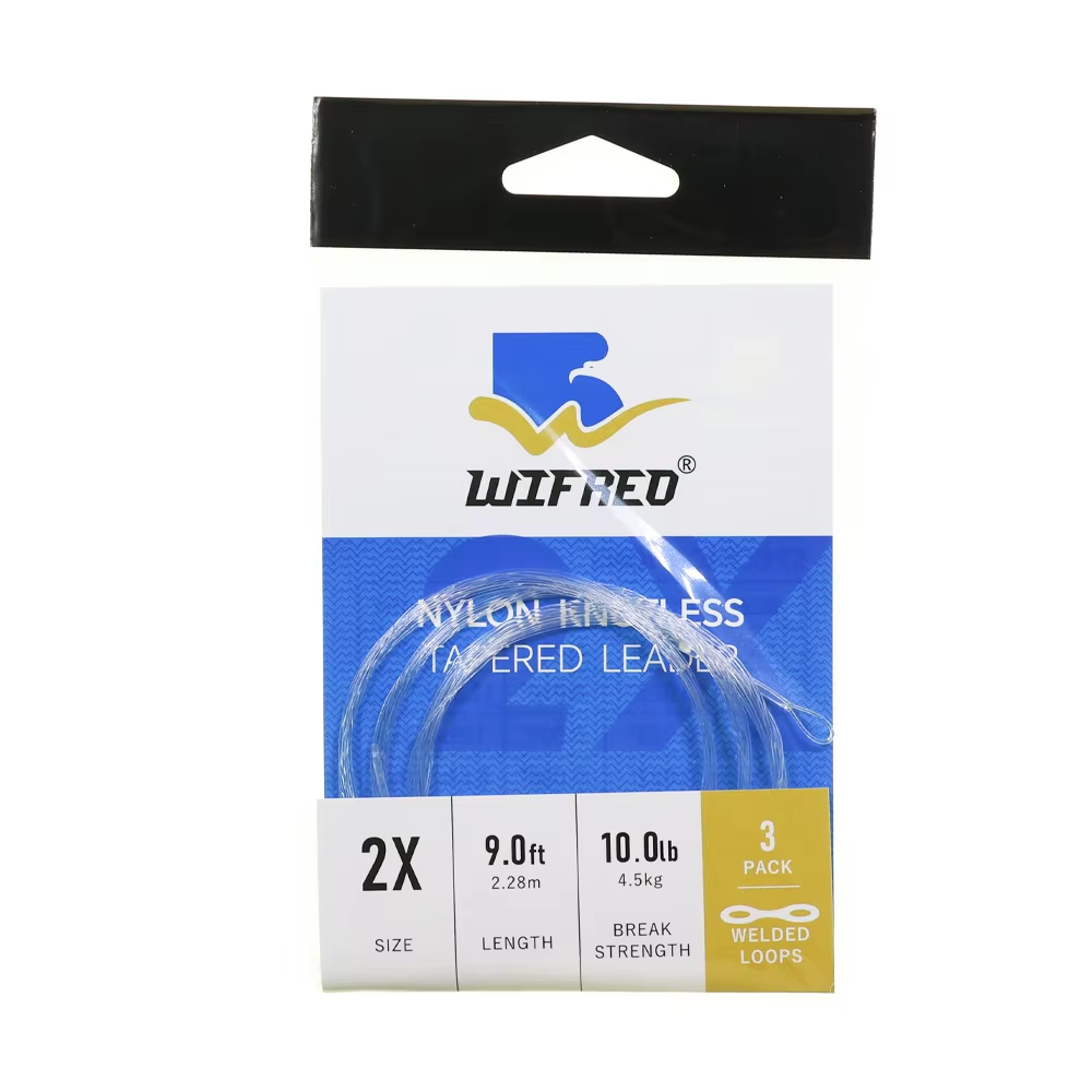 Tapered Leader Fly Fishing Line 9ft 0X-7X Nylon Monofilamet Clear Leader Tippet Welded Loops Knotless Line