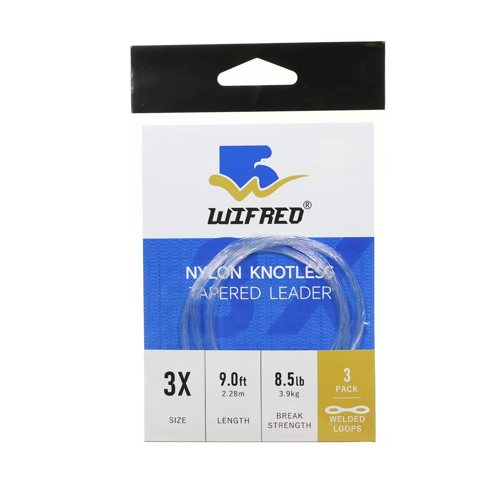 Tapered Leader Fly Fishing Line 9ft 0X-7X Nylon Monofilamet Clear Leader Tippet Welded Loops Knotless Line