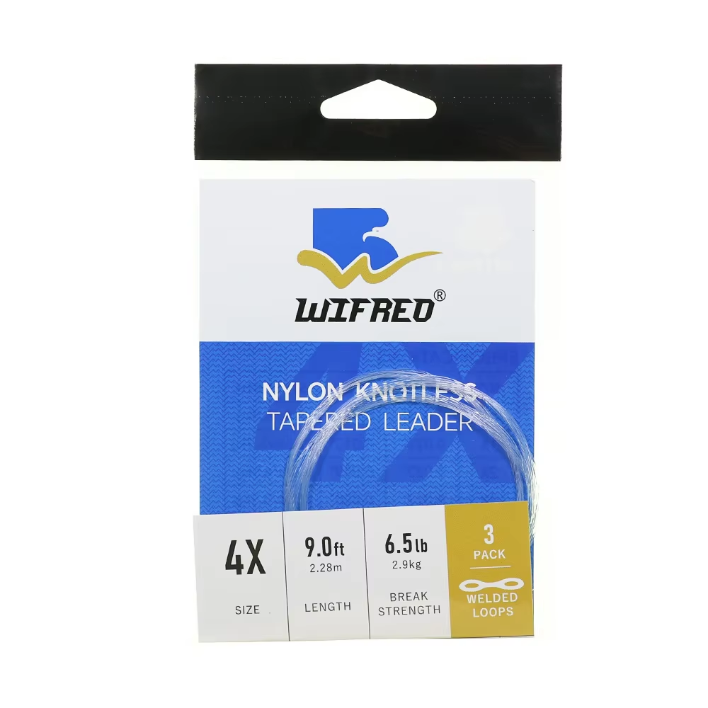 Tapered Leader Fly Fishing Line 9ft 0X-7X Nylon Monofilamet Clear Leader Tippet Welded Loops Knotless Line