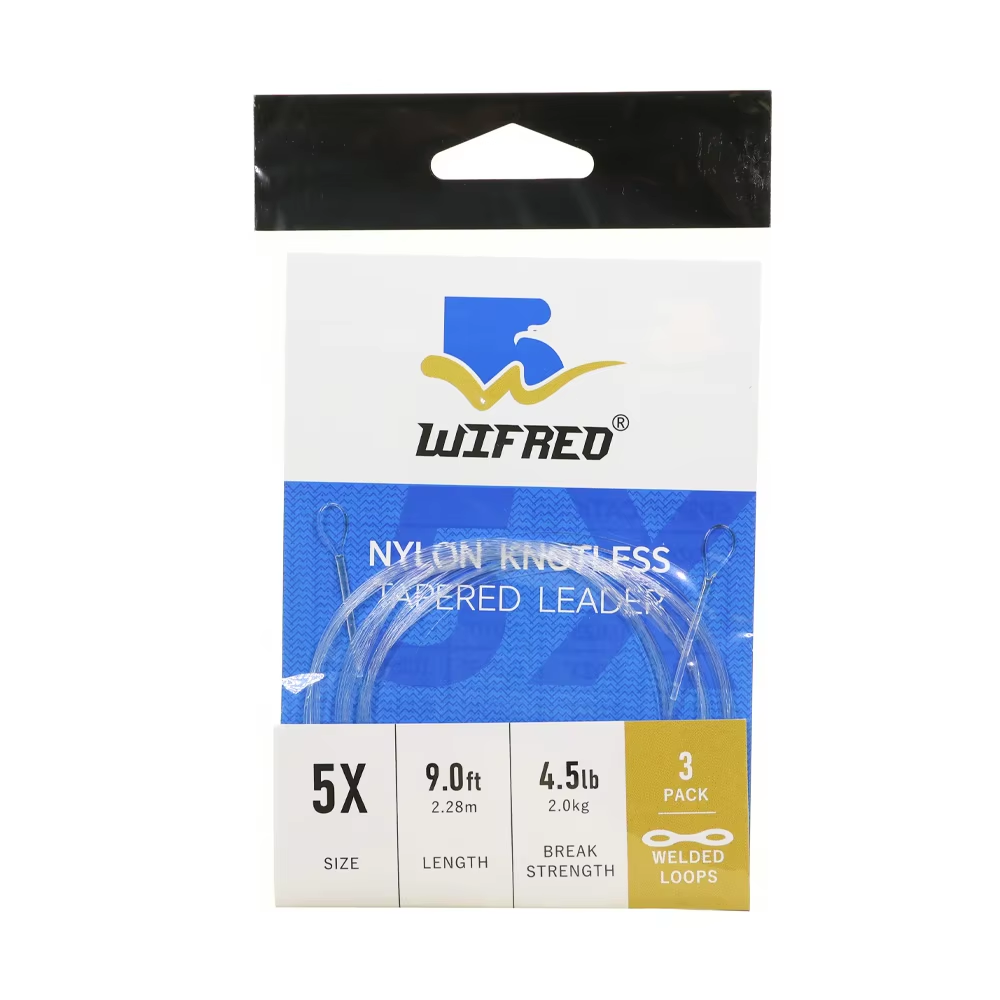 Tapered Leader Fly Fishing Line 9ft 0X-7X Nylon Monofilamet Clear Leader Tippet Welded Loops Knotless Line