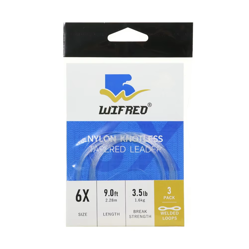 Tapered Leader Fly Fishing Line 9ft 0X-7X Nylon Monofilamet Clear Leader Tippet Welded Loops Knotless Line