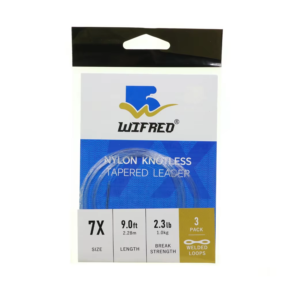 Tapered Leader Fly Fishing Line 9ft 0X-7X Nylon Monofilamet Clear Leader Tippet Welded Loops Knotless Line