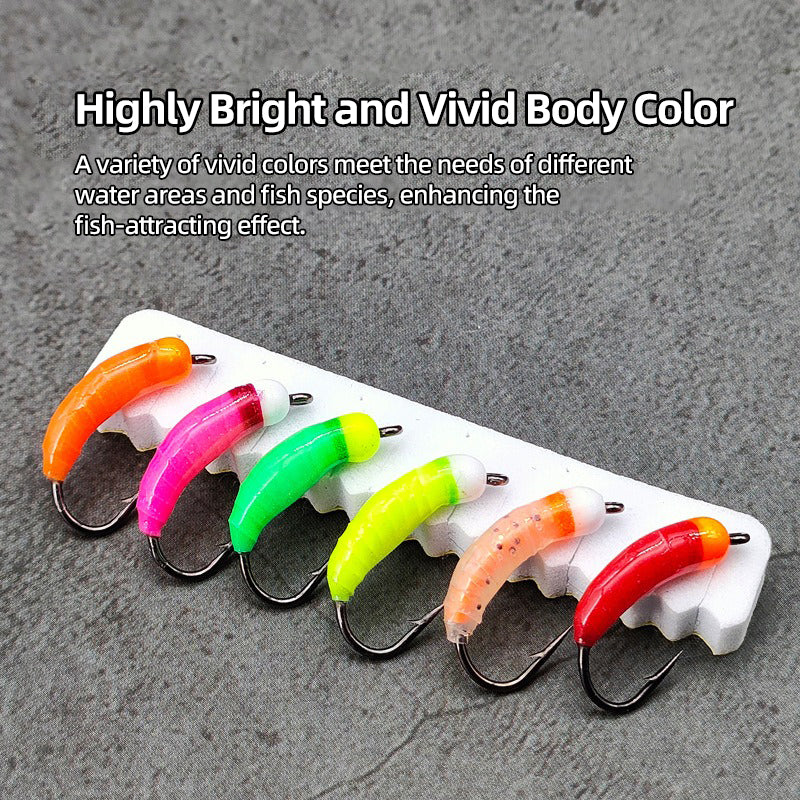 Iridescent Glow-in-the-Dark Nymph Ice Fishing Scud Bug Worm Fly Caddis Larvae Insect Bait