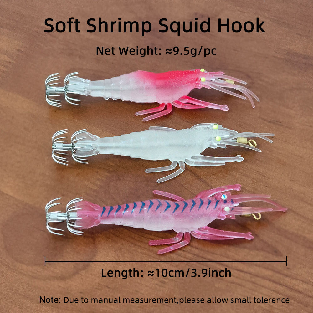 Soft Shrimp Lure with Squid Hook and Double Umbrella Jig Hooks