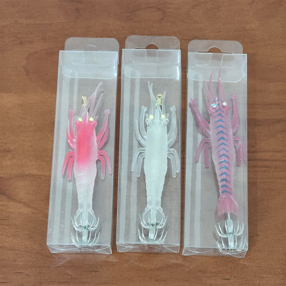 Soft Shrimp Lure with Squid Hook and Double Umbrella Jig Hooks