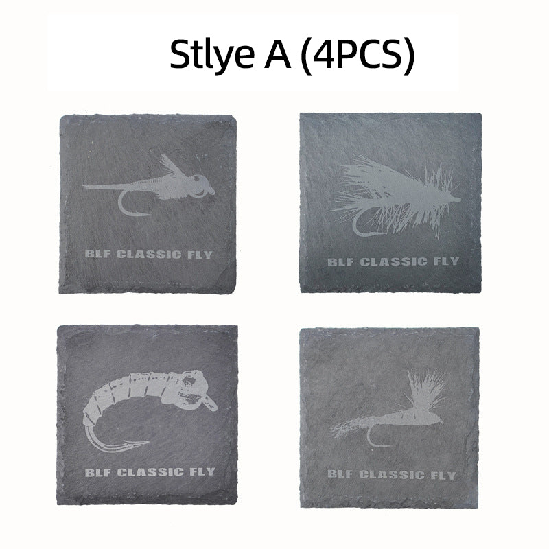 Creative Fly Fishing-Themed Slate Coasters Fishing Tools & Accessories