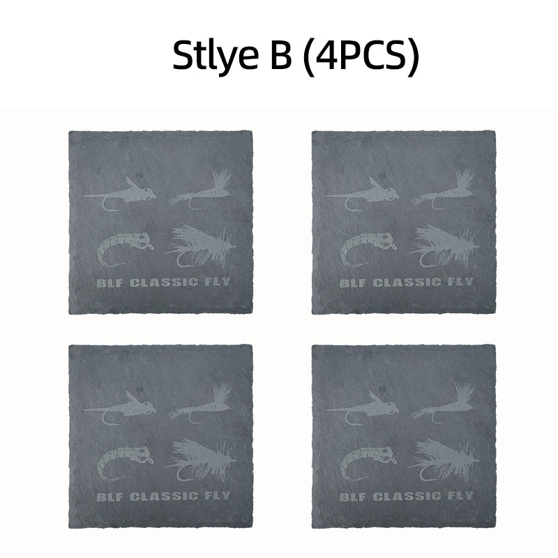 Creative Fly Fishing-Themed Slate Coasters Fishing Tools & Accessories