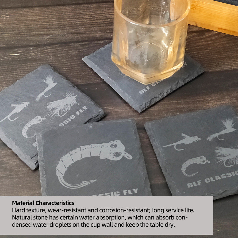 Creative Fly Fishing-Themed Slate Coasters Fishing Tools & Accessories