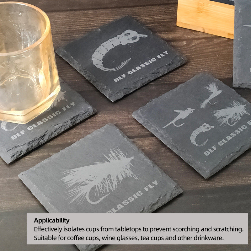 Creative Fly Fishing-Themed Slate Coasters Fishing Tools & Accessories
