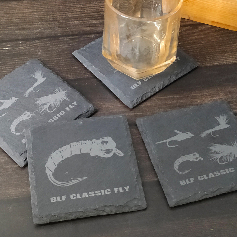 Creative Fly Fishing-Themed Slate Coasters Fishing Tools & Accessories