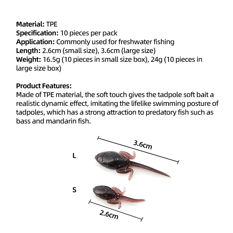 TPE Material Lifelike Tadpole Soft Bait for Lure and Fly Fishing